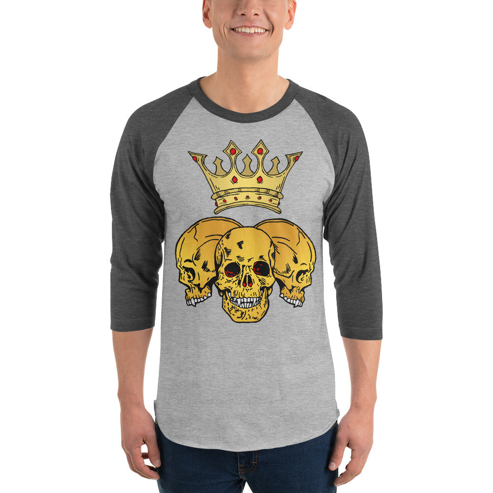 Triple Skull Crown 3/4 sleeve raglan shirt