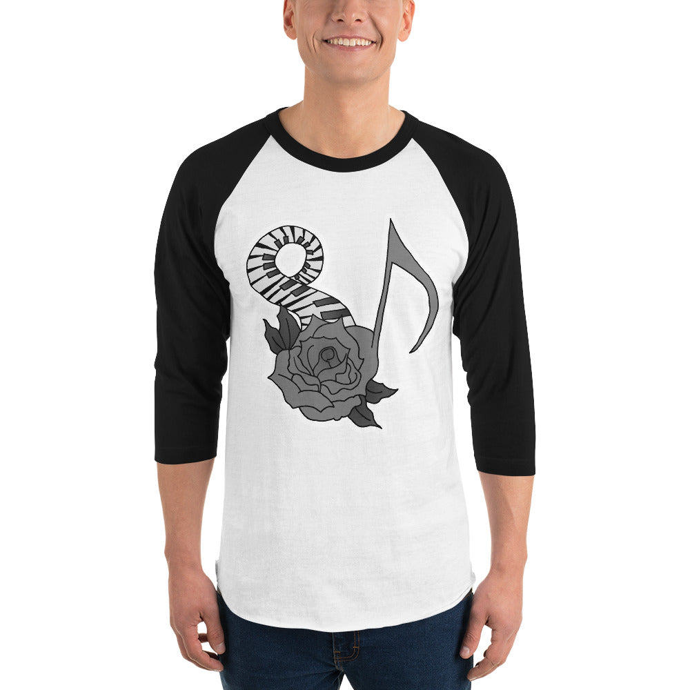 Musical Rose 3/4 sleeve raglan shirt