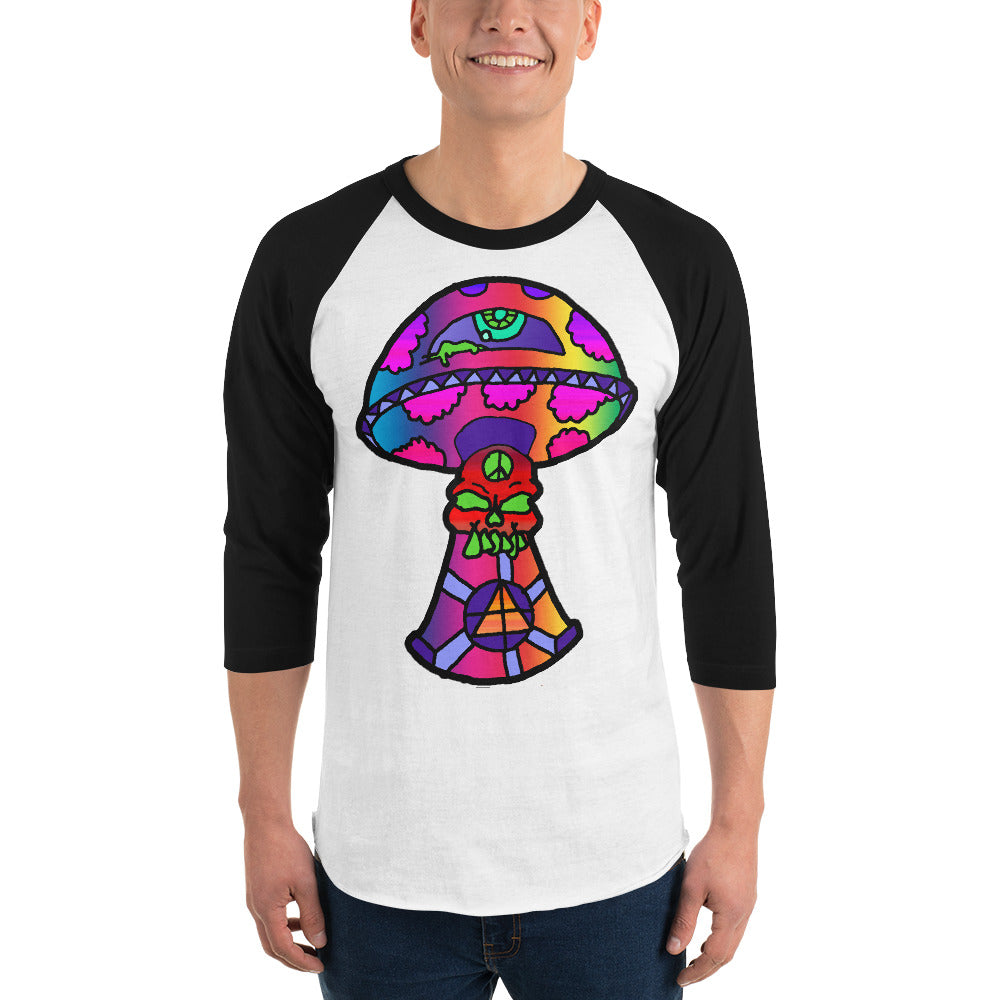 Rainbow Skull Shroom 3/4 sleeve raglan shirt