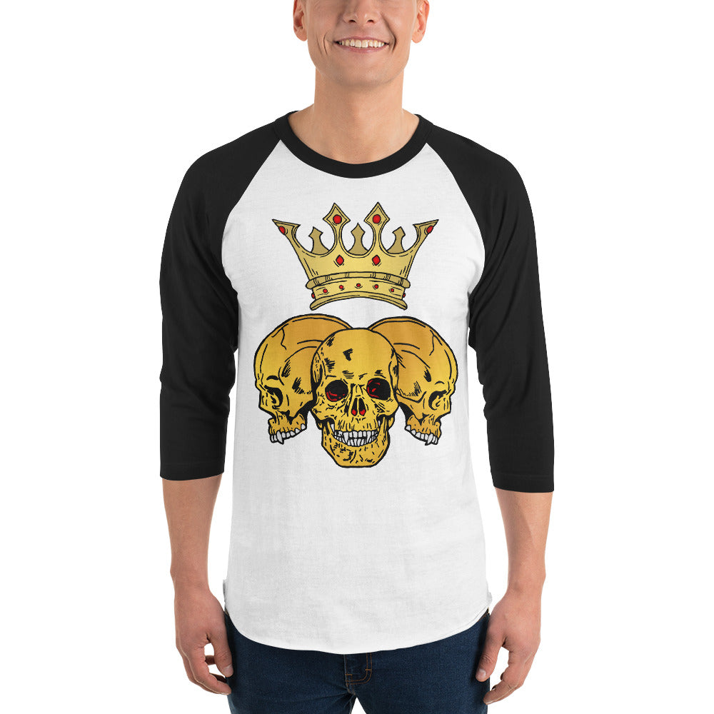 Triple Skull Crown 3/4 sleeve raglan shirt