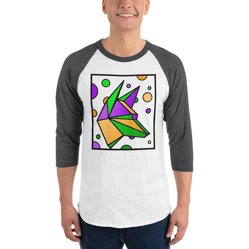 Mardi Gras Box Dog 3/4 sleeve raglan shirt