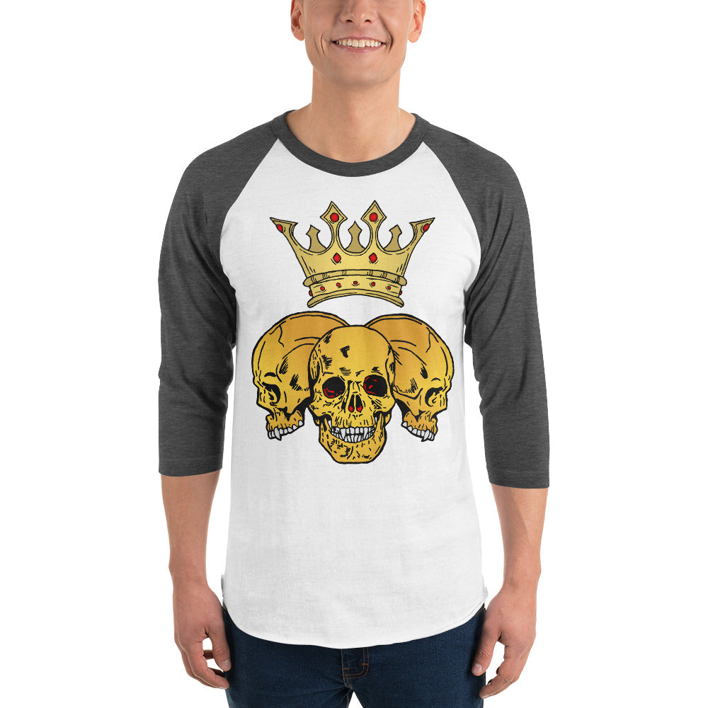 Triple Skull Crown 3/4 sleeve raglan shirt