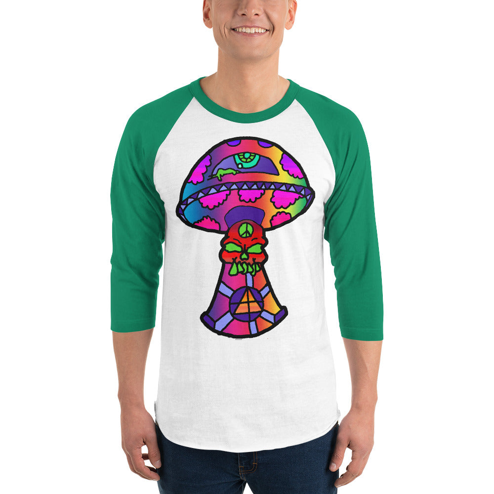 Rainbow Skull Shroom 3/4 sleeve raglan shirt