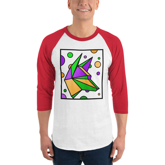 Mardi Gras Box Dog 3/4 sleeve raglan shirt