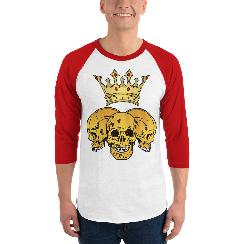 Triple Skull Crown 3/4 sleeve raglan shirt