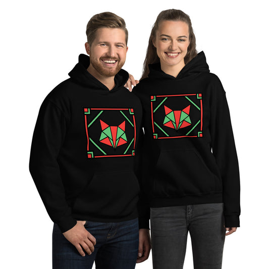 Red and Green Box Fox Unisex Hoodie