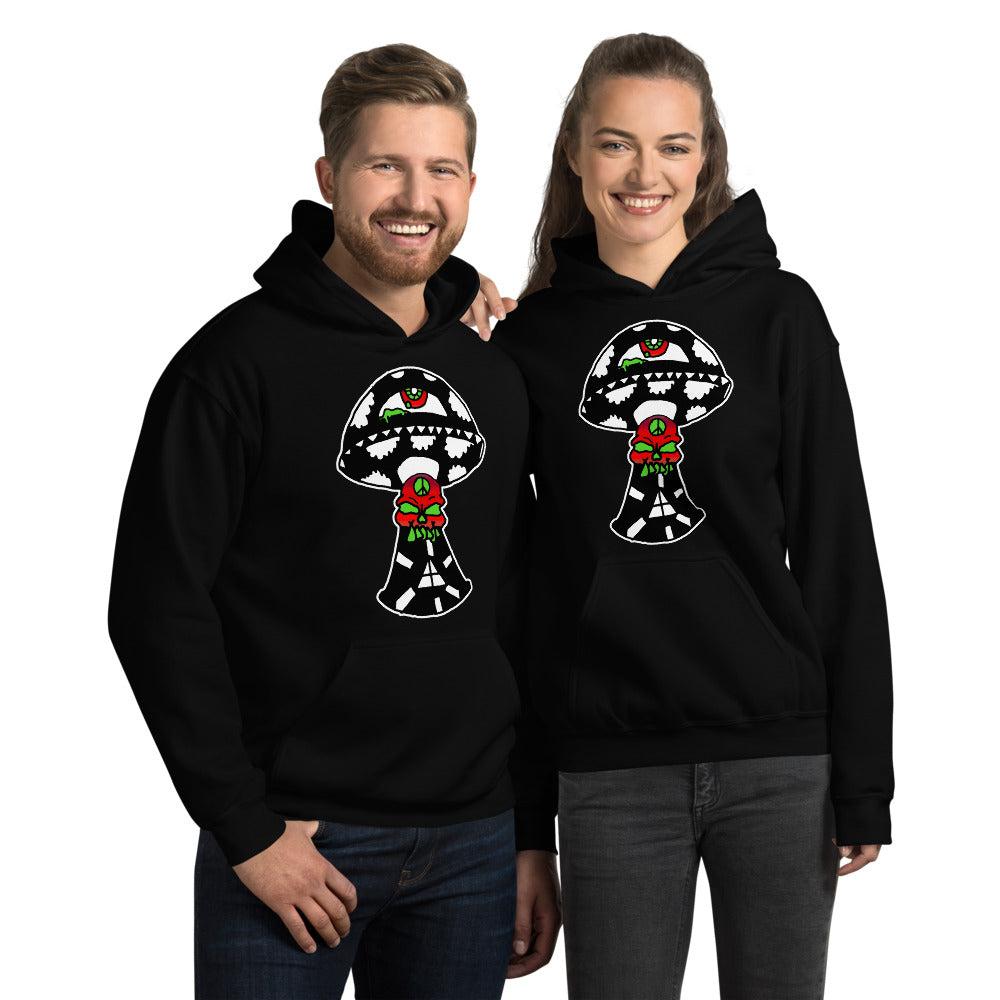 Black and White Skull Shroom Unisex Hoodie