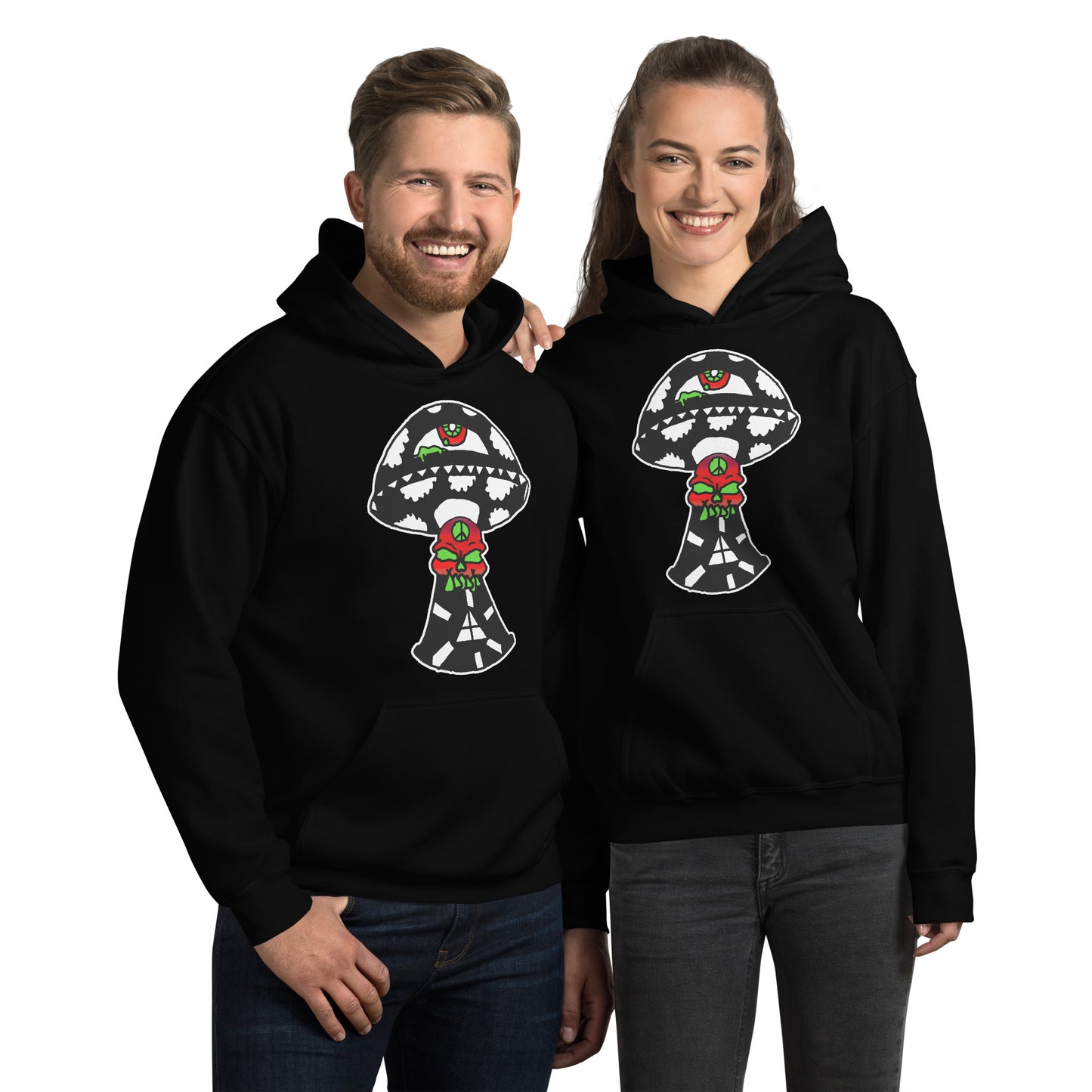 Black and White Skull Shroom Unisex Hoodie