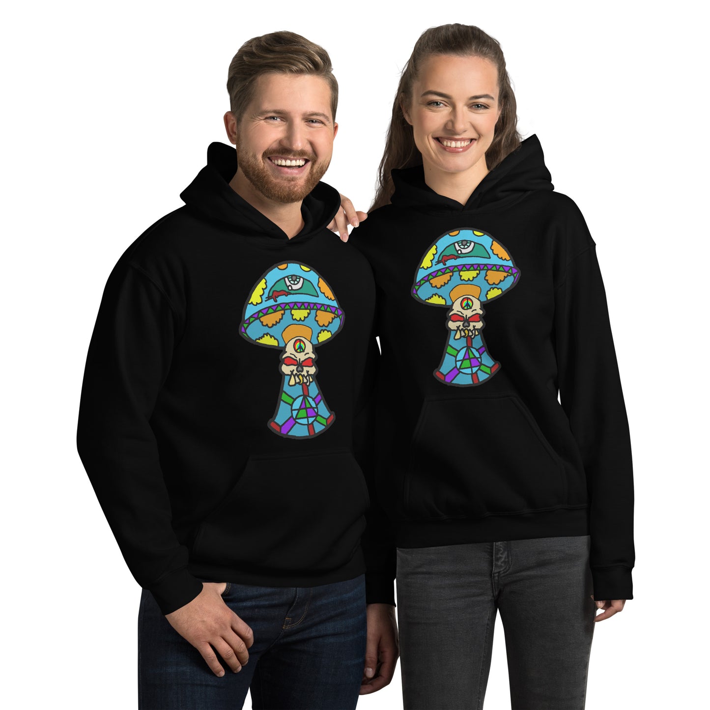 Multicolored Skull Shroom Unisex Hoodie