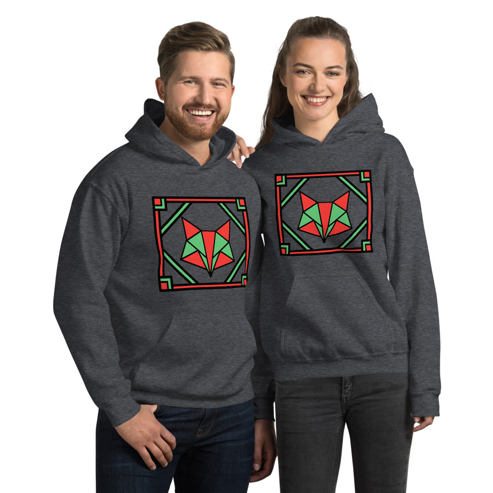 Red and Green Box Fox Unisex Hoodie