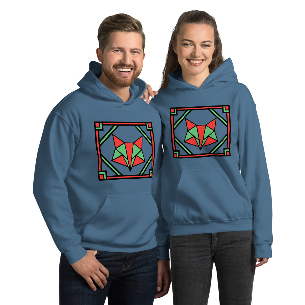 Red and Green Box Fox Unisex Hoodie