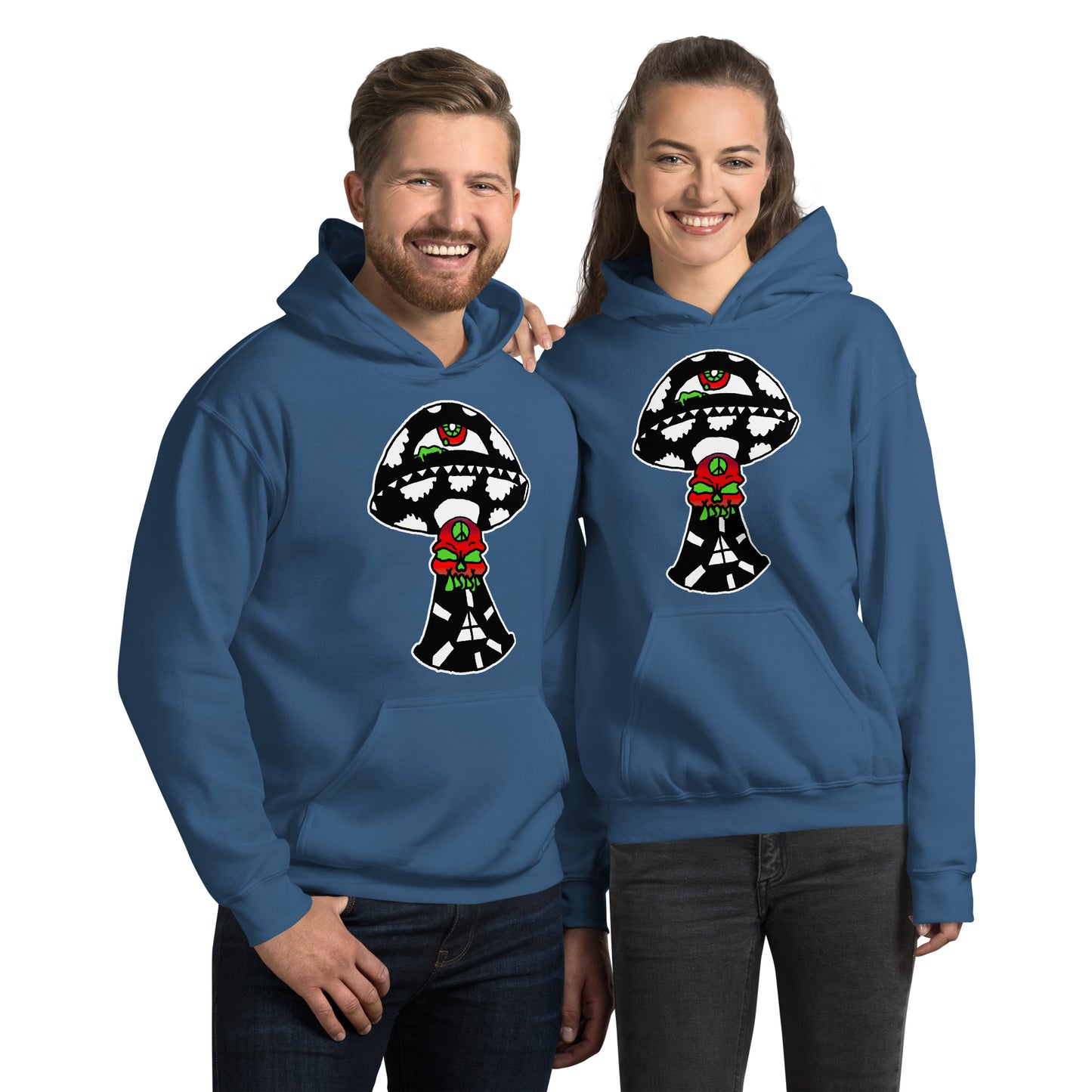 Black and White Skull Shroom Unisex Hoodie