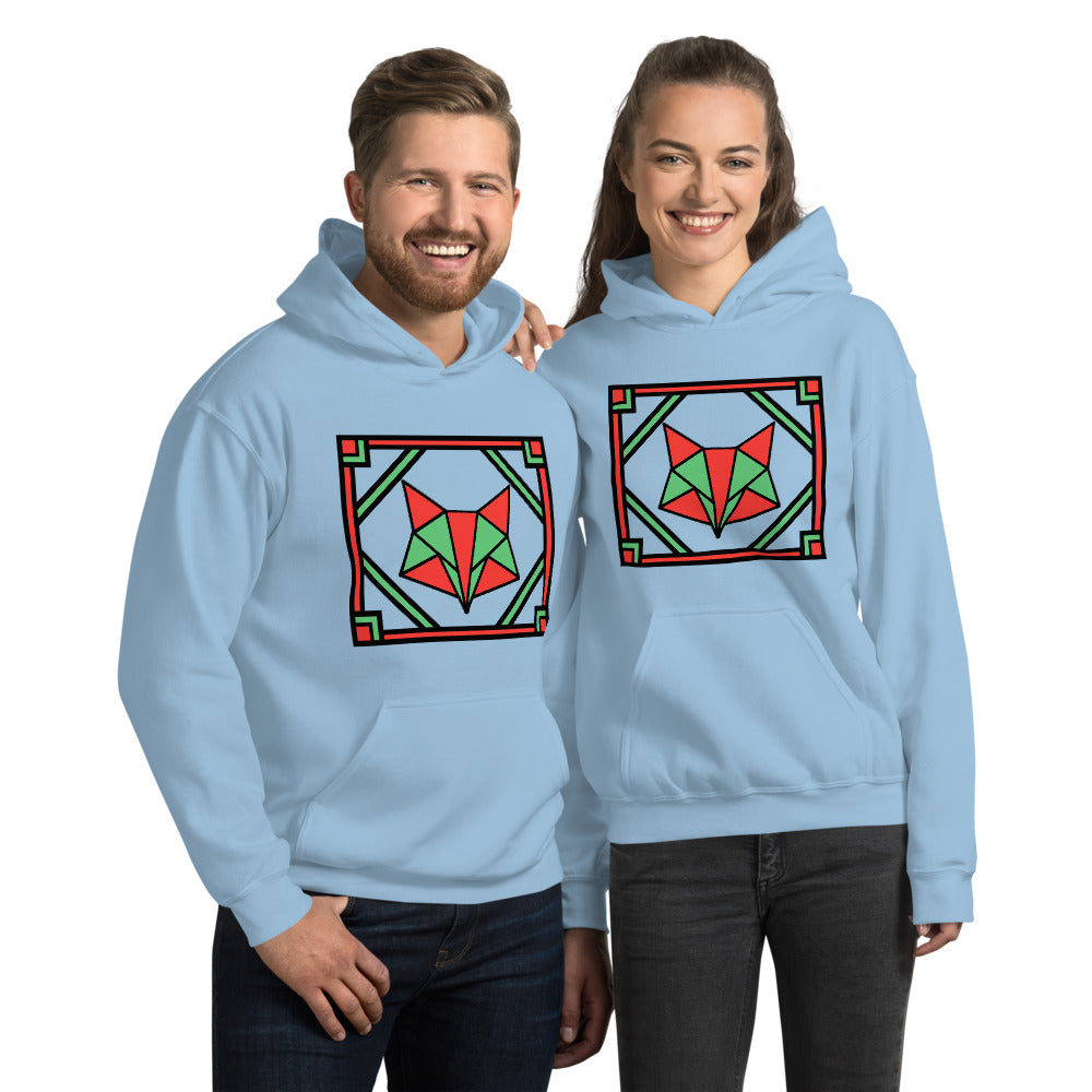 Red and Green Box Fox Unisex Hoodie