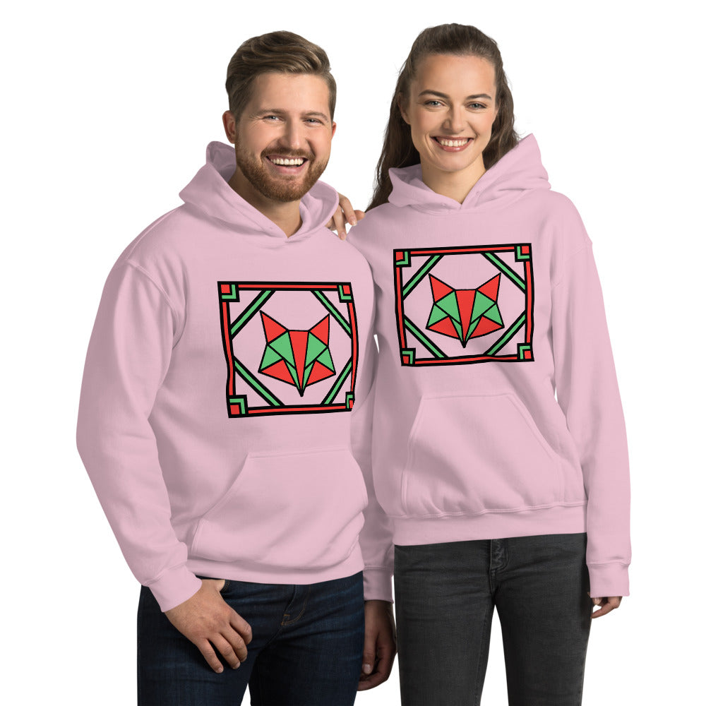 Red and Green Box Fox Unisex Hoodie