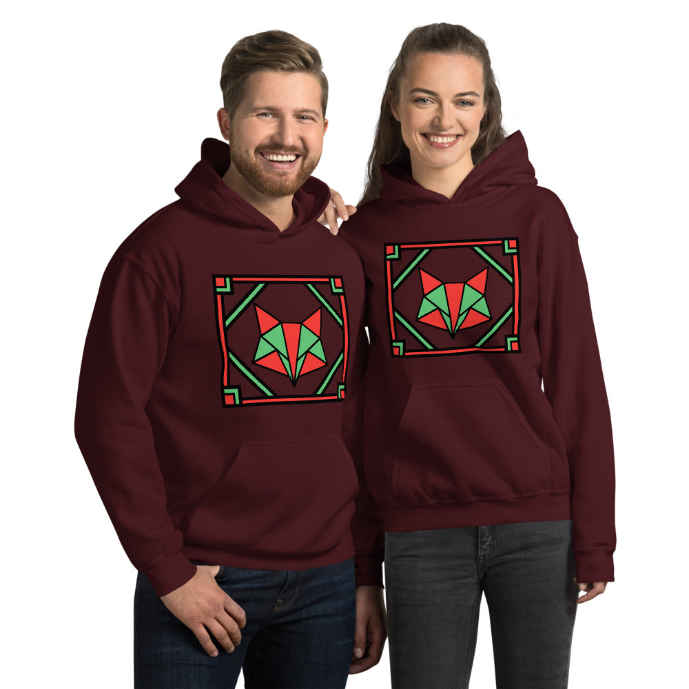 Red and Green Box Fox Unisex Hoodie