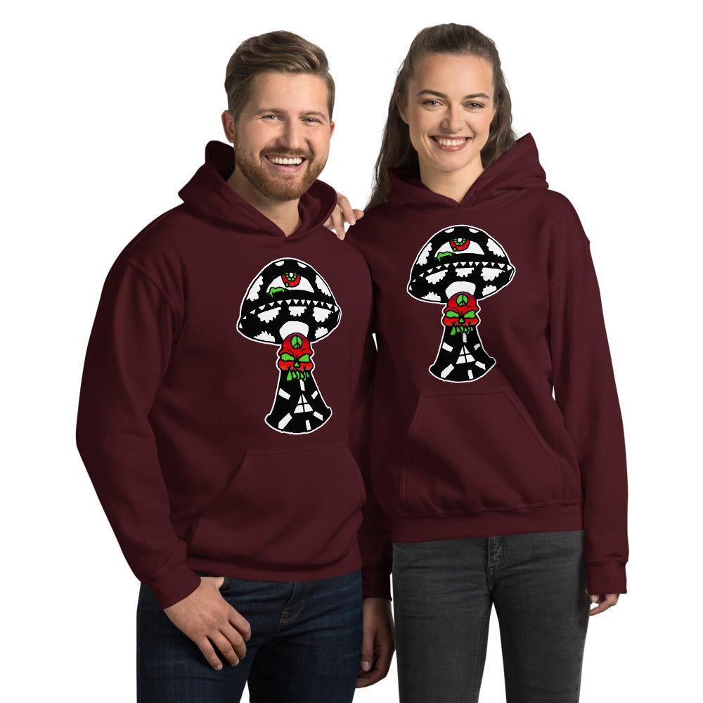 Black and White Skull Shroom Unisex Hoodie