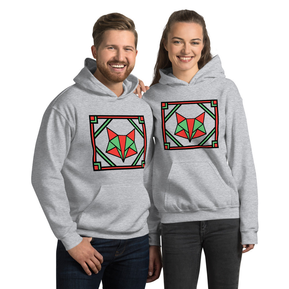 Red and Green Box Fox Unisex Hoodie