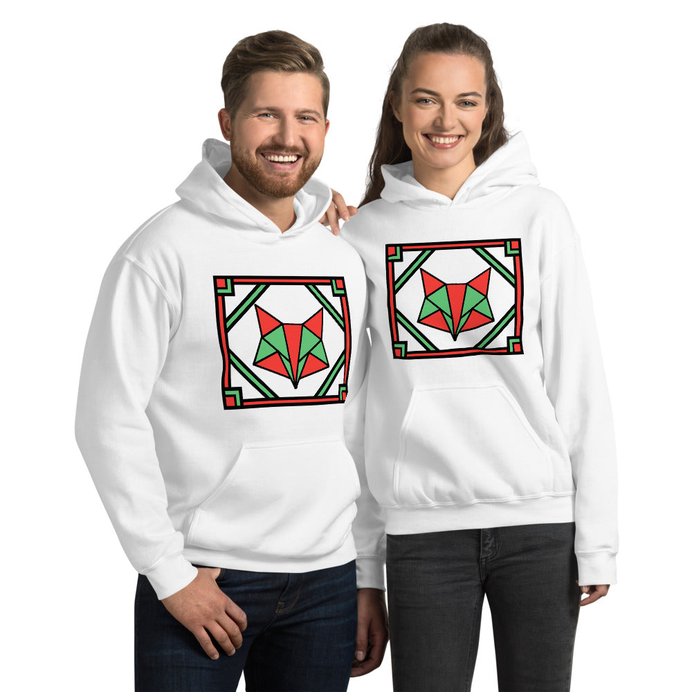 Red and Green Box Fox Unisex Hoodie