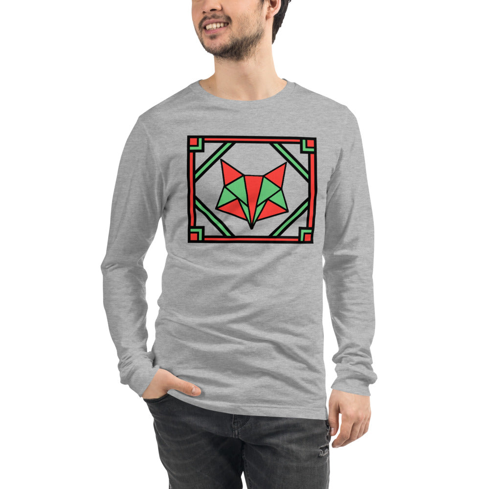 Red and Green Box Fox Unisex Long Sleeve Tee