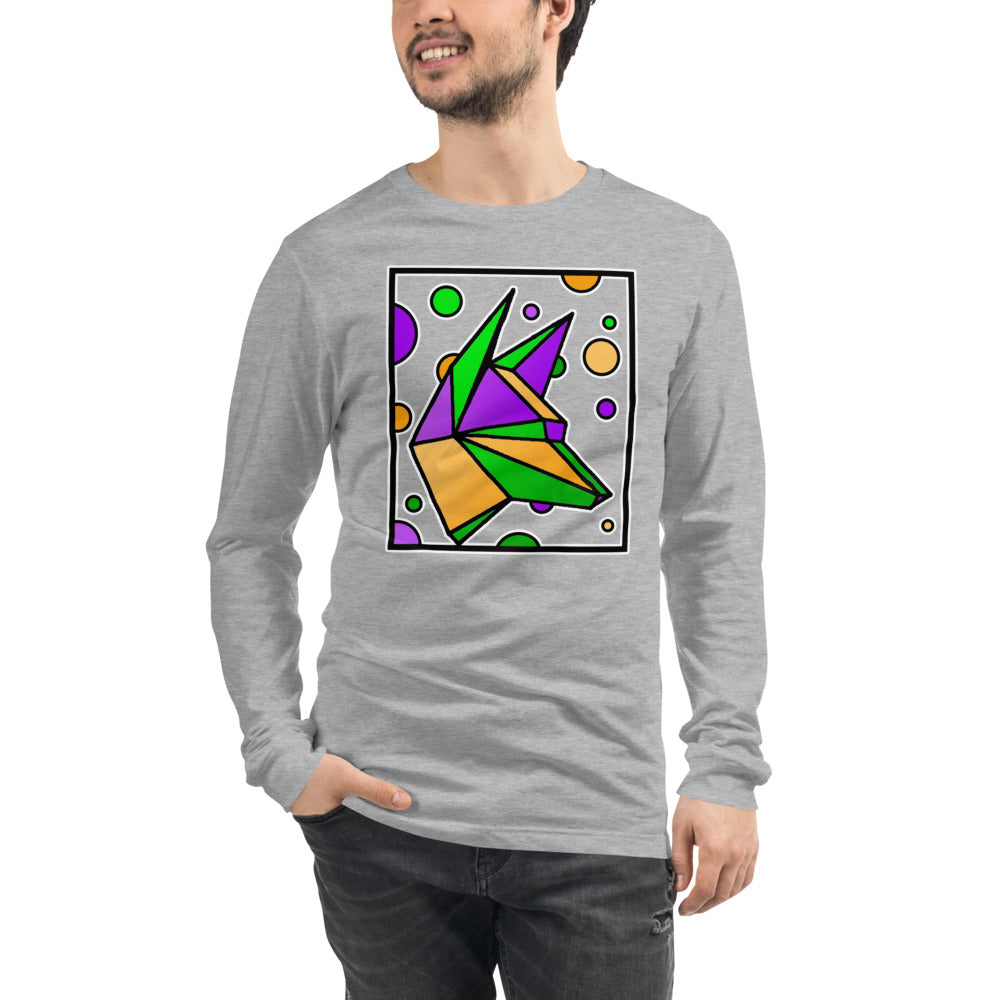 Mardi Gras Box Dog Unisex Long Sleeve Tee