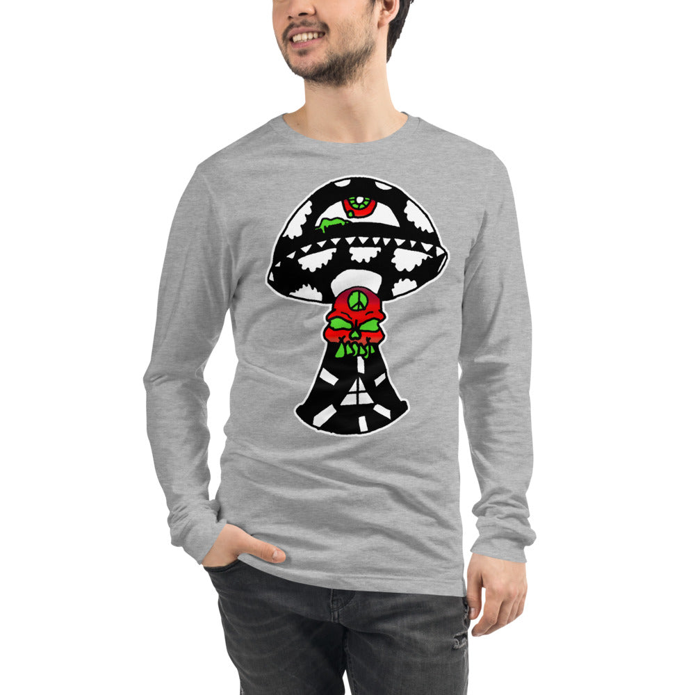 Black and White Skull Shroom Unisex Long Sleeve Tee