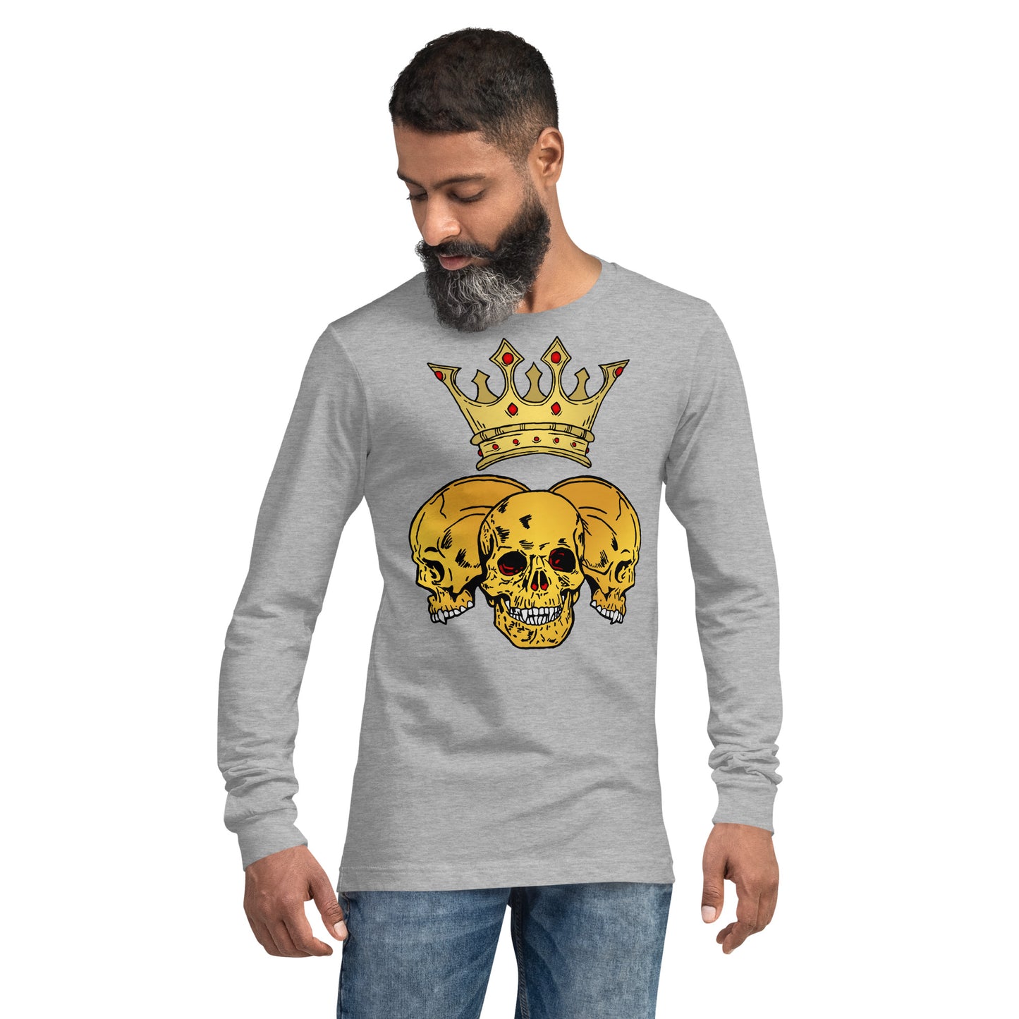 Triple Skull Crown Unisex Long Sleeve Tee