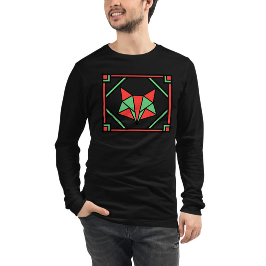 Red and Green Box Fox Unisex Long Sleeve Tee