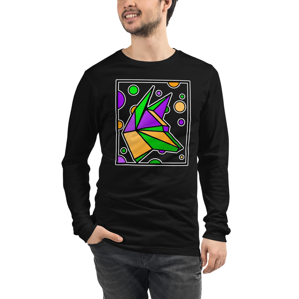 Mardi Gras Box Dog Unisex Long Sleeve Tee