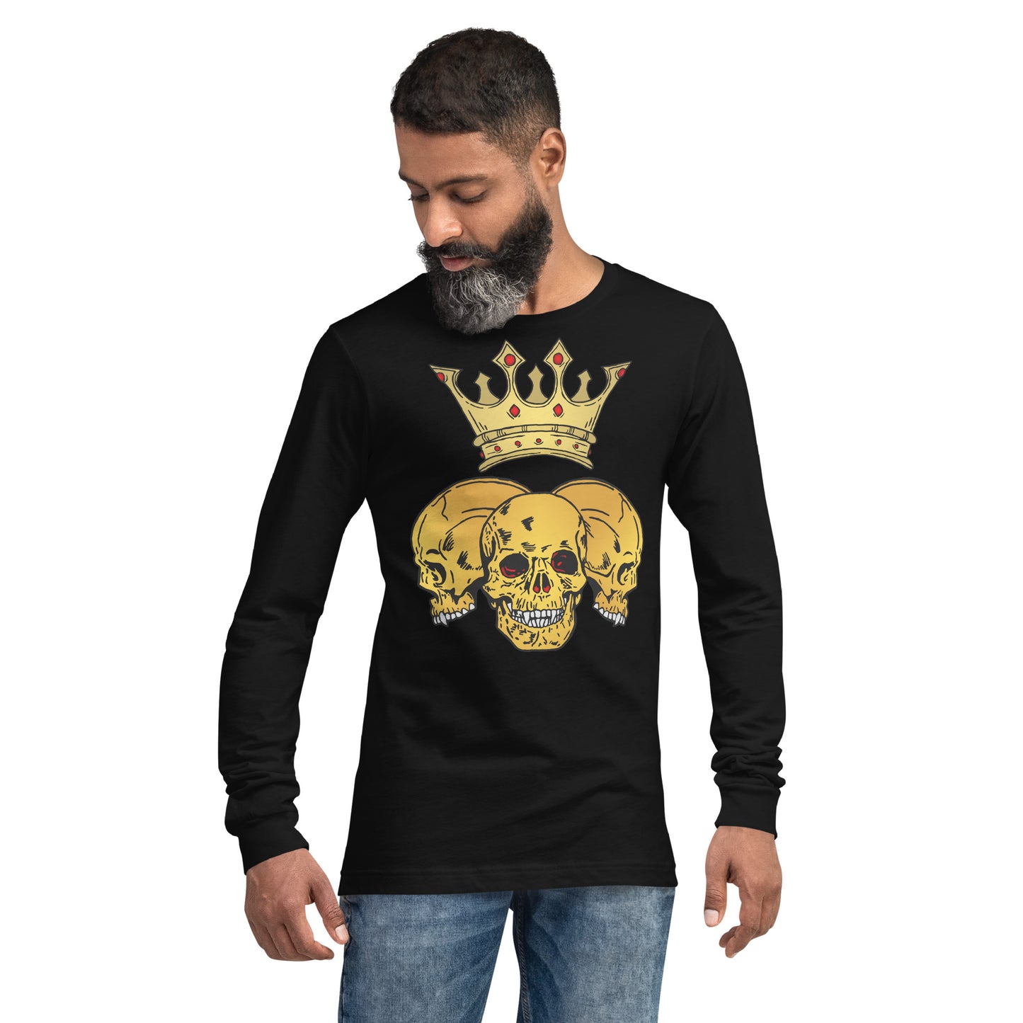 Triple Skull Crown Unisex Long Sleeve Tee