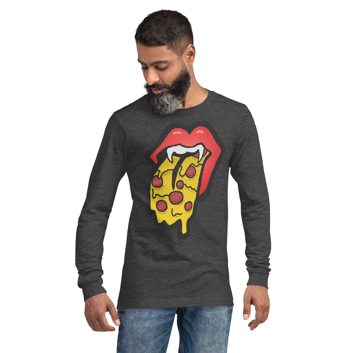 Red Pizza Tongue Unisex Long Sleeve Tee