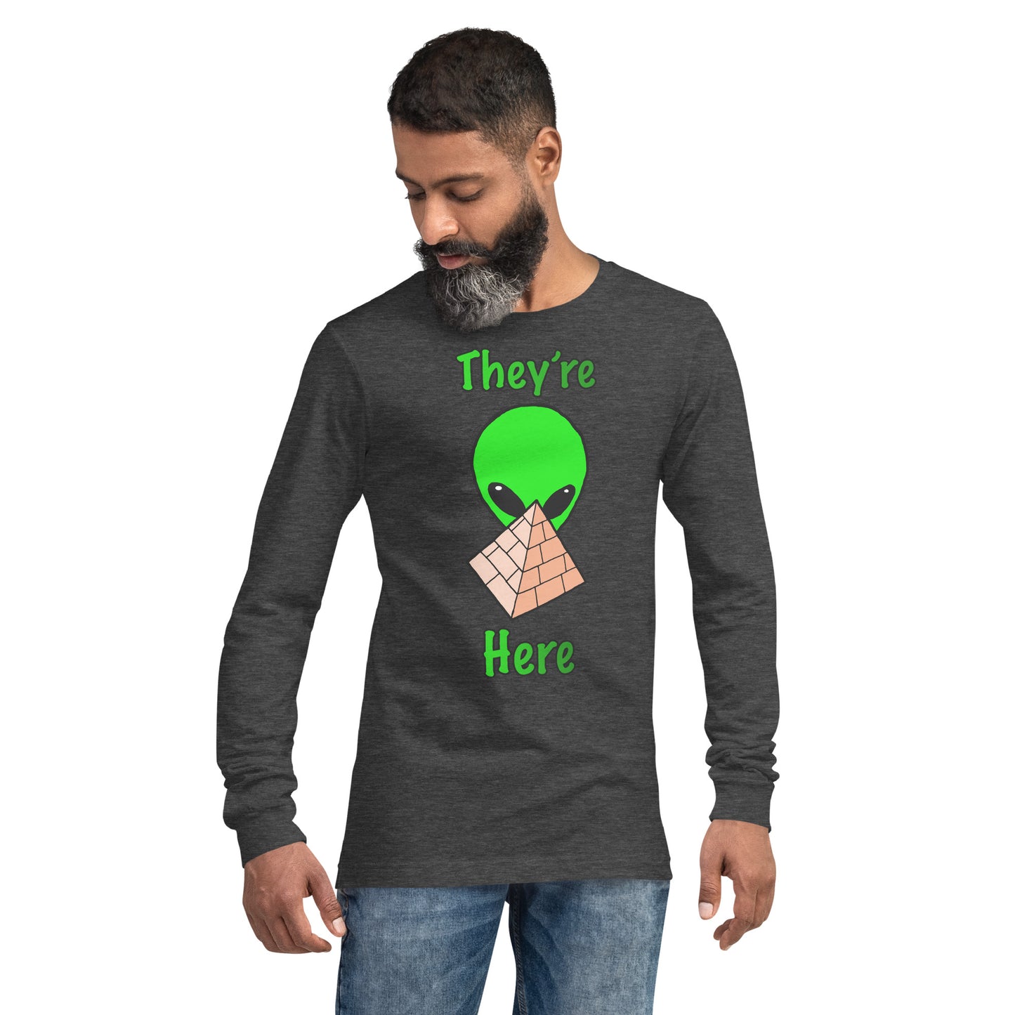 Green Alien Pyramid Unisex Long Sleeve Tee