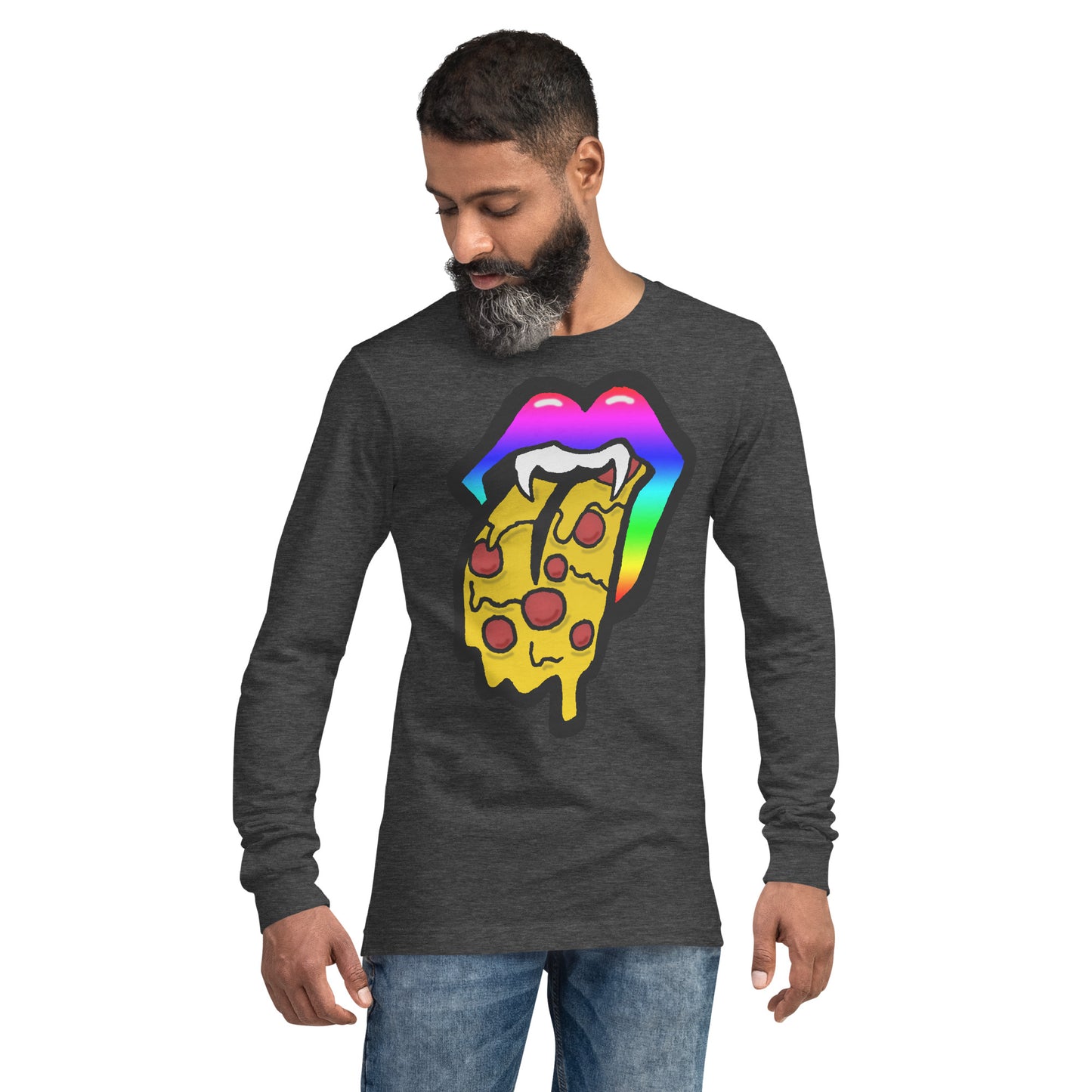 Rainbow Pizza Tongue Unisex Long Sleeve Tee