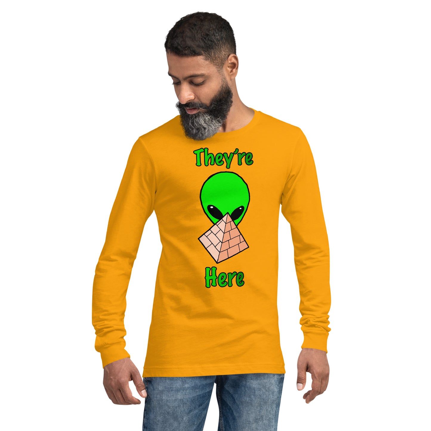 Green Alien Pyramid Unisex Long Sleeve Tee