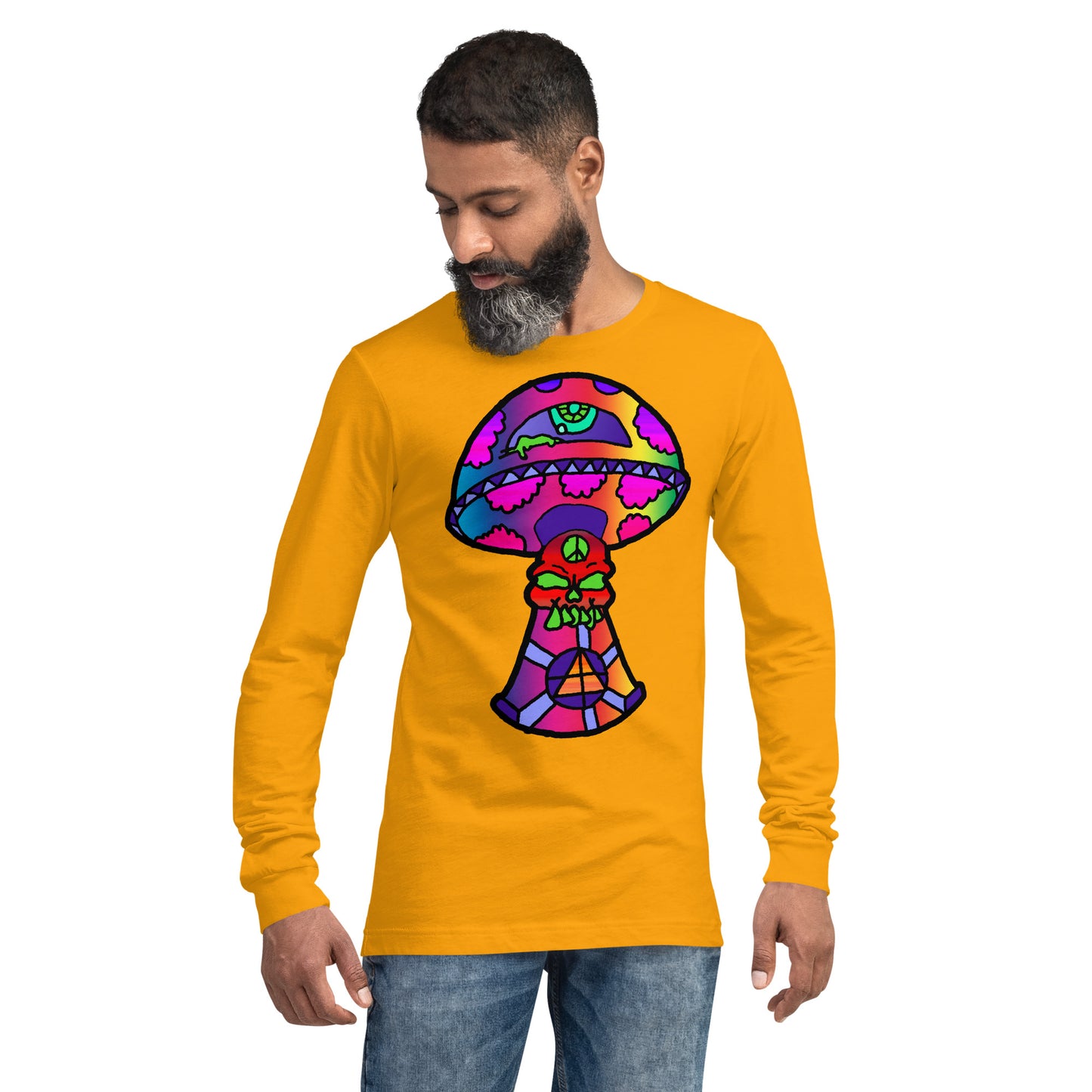 Rainbow Skull Shroom Unisex Long Sleeve Tee