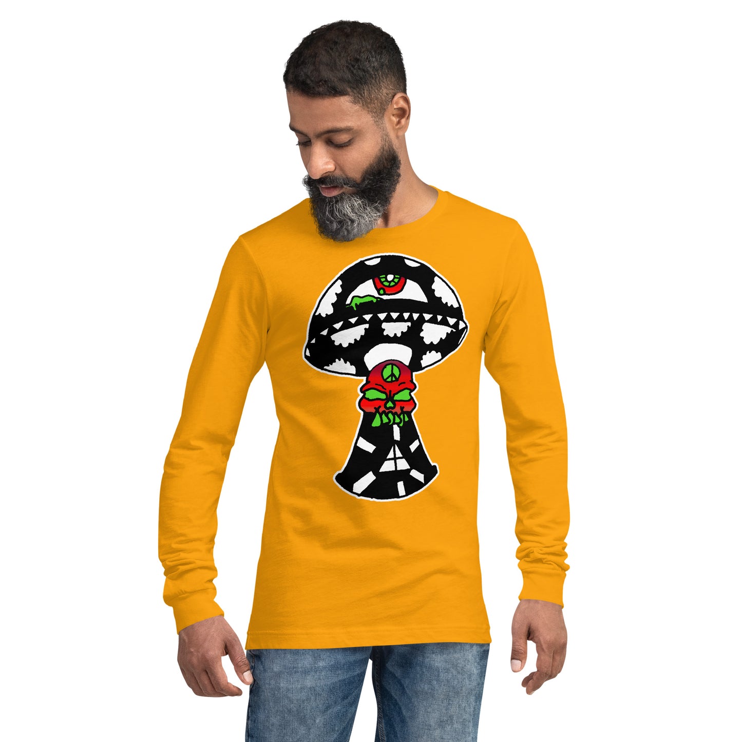 Black and White Skull Shroom Unisex Long Sleeve Tee