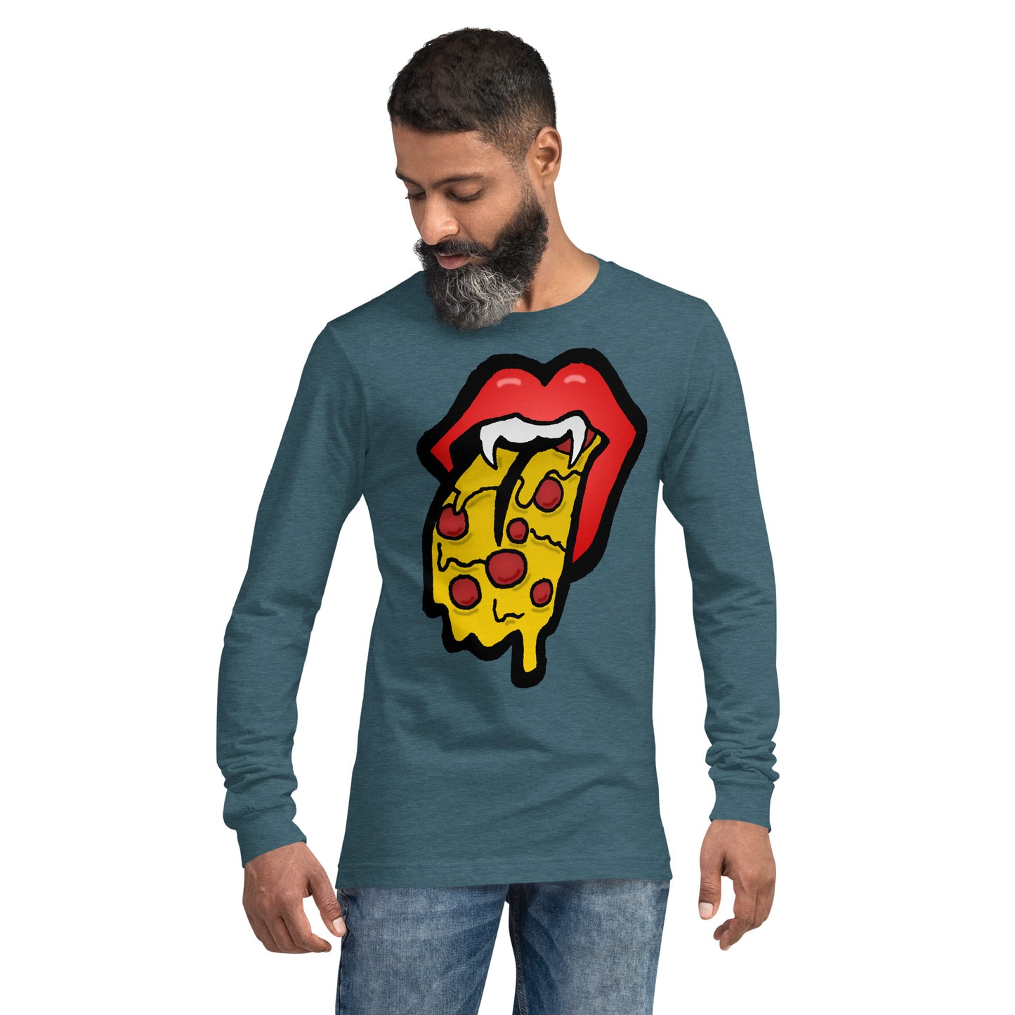 Red Pizza Tongue Unisex Long Sleeve Tee