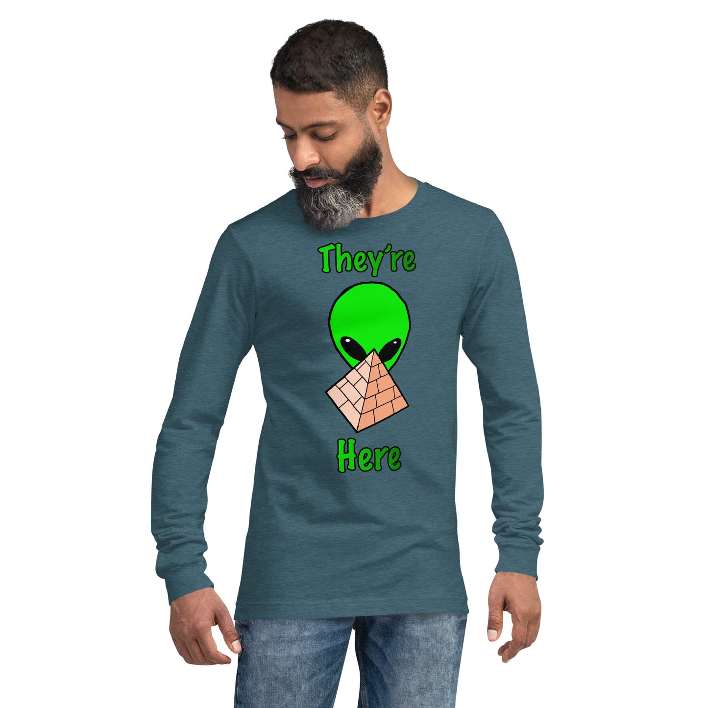 Green Alien Pyramid Unisex Long Sleeve Tee