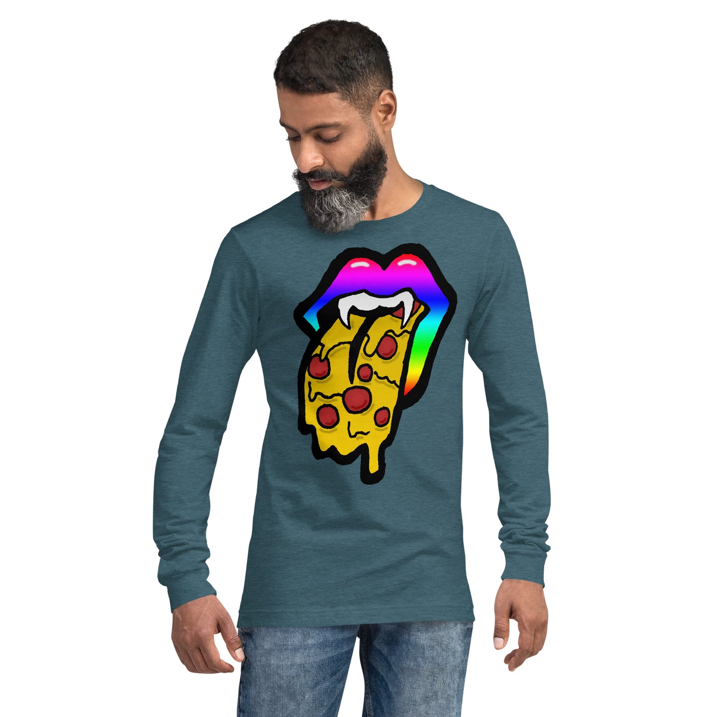 Rainbow Pizza Tongue Unisex Long Sleeve Tee