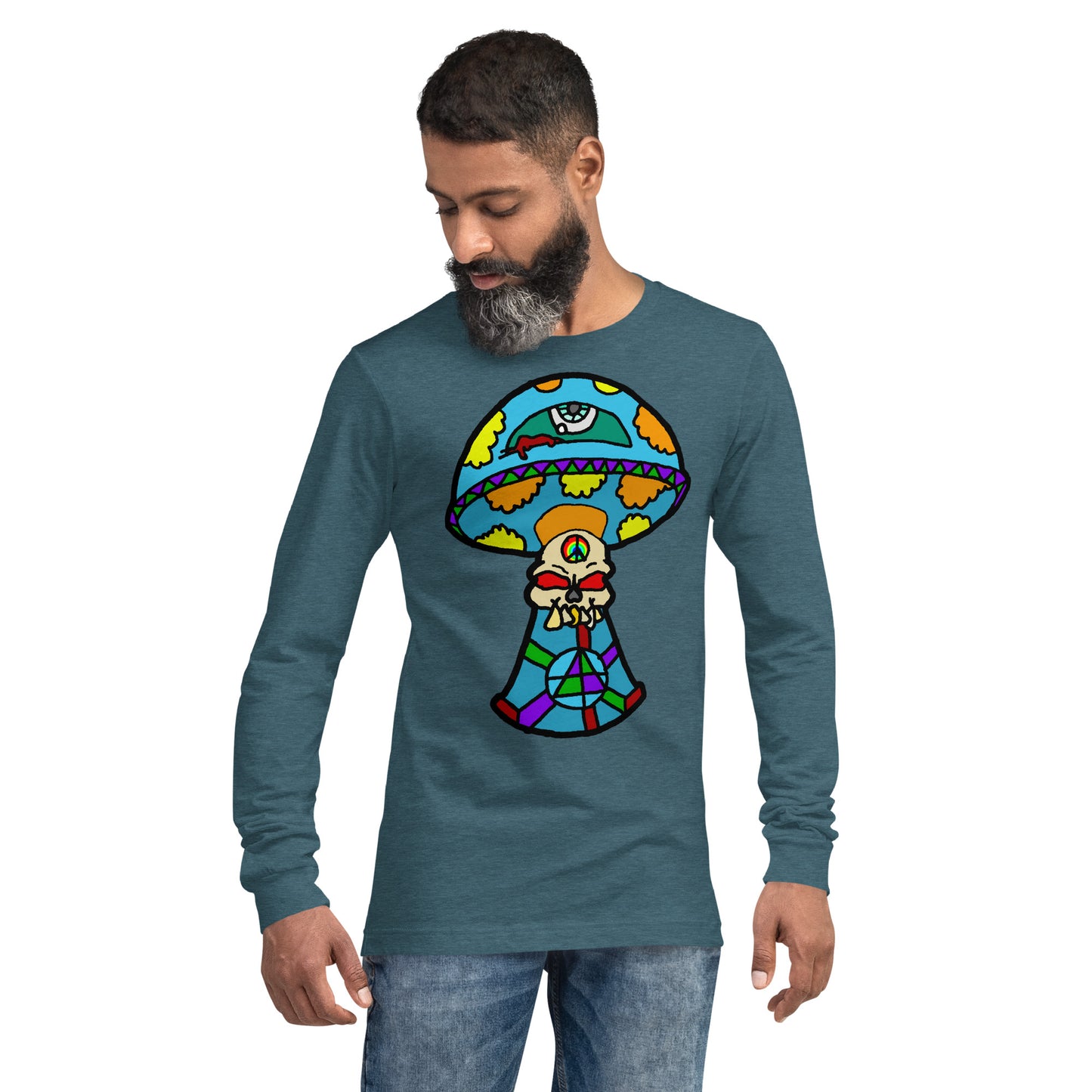 Multicolored Skull Shroom Unisex Long Sleeve Tee