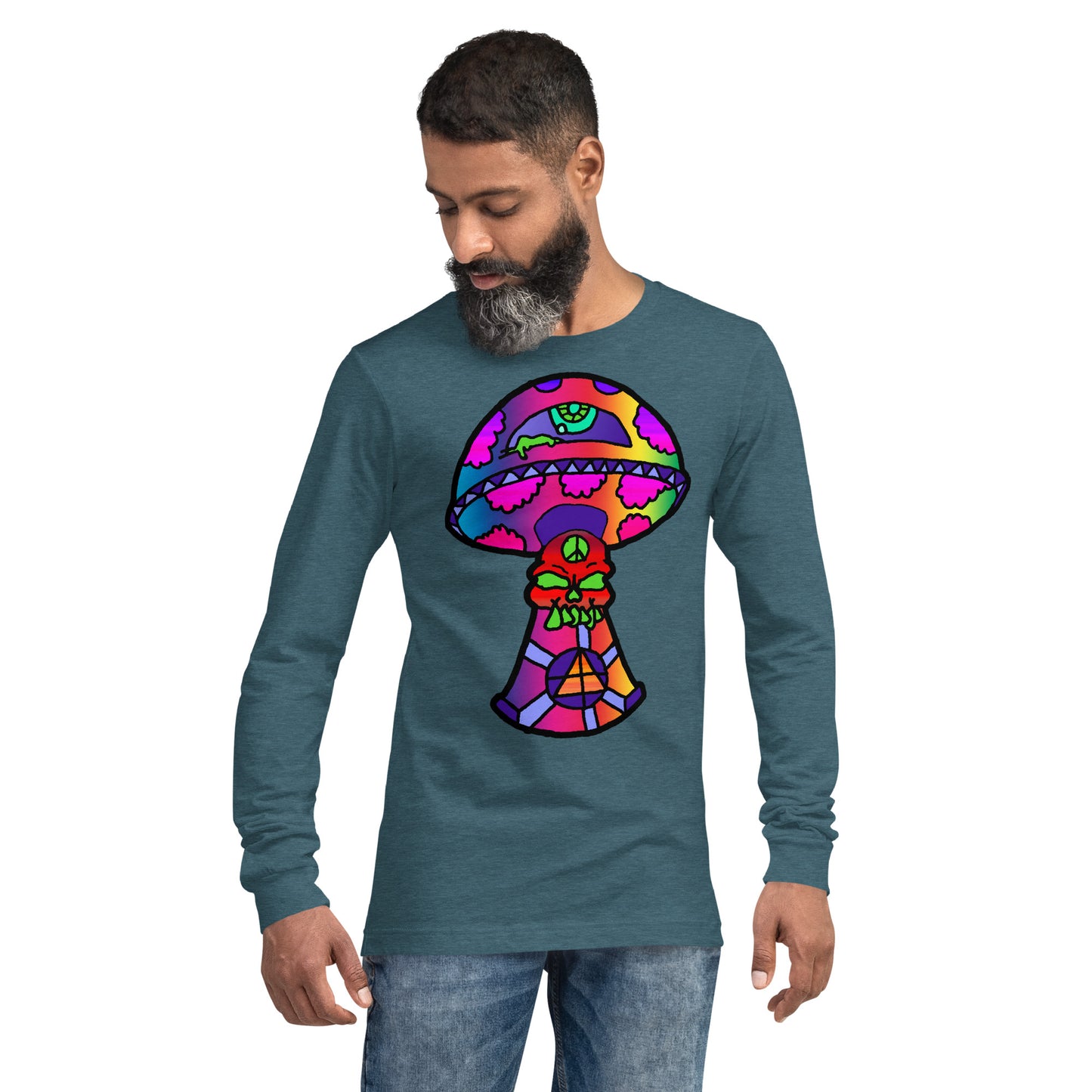 Rainbow Skull Shroom Unisex Long Sleeve Tee