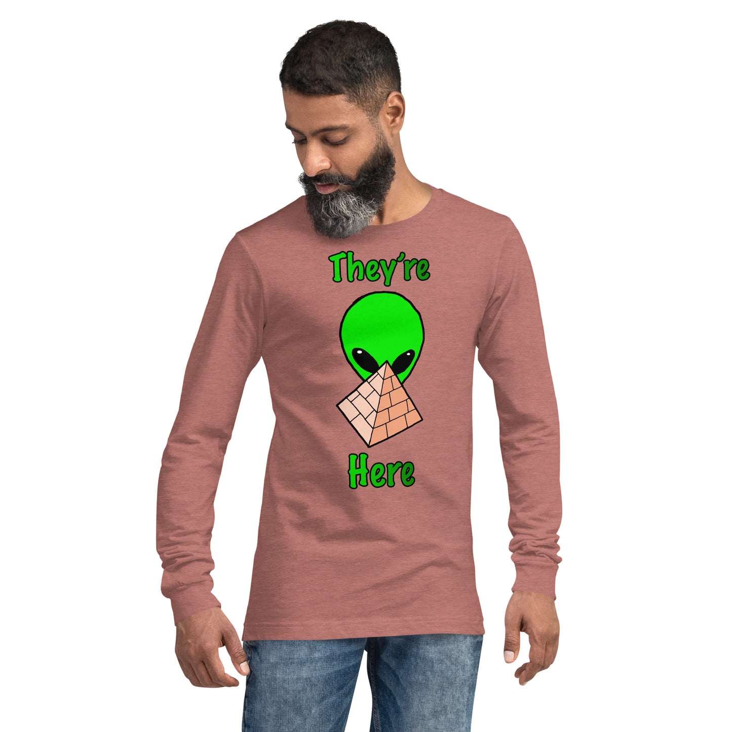 Green Alien Pyramid Unisex Long Sleeve Tee