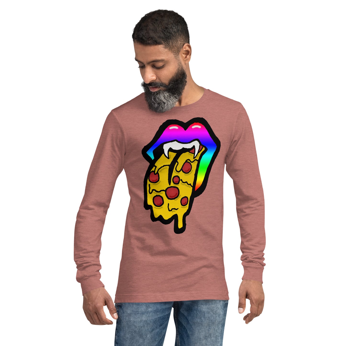 Rainbow Pizza Tongue Unisex Long Sleeve Tee