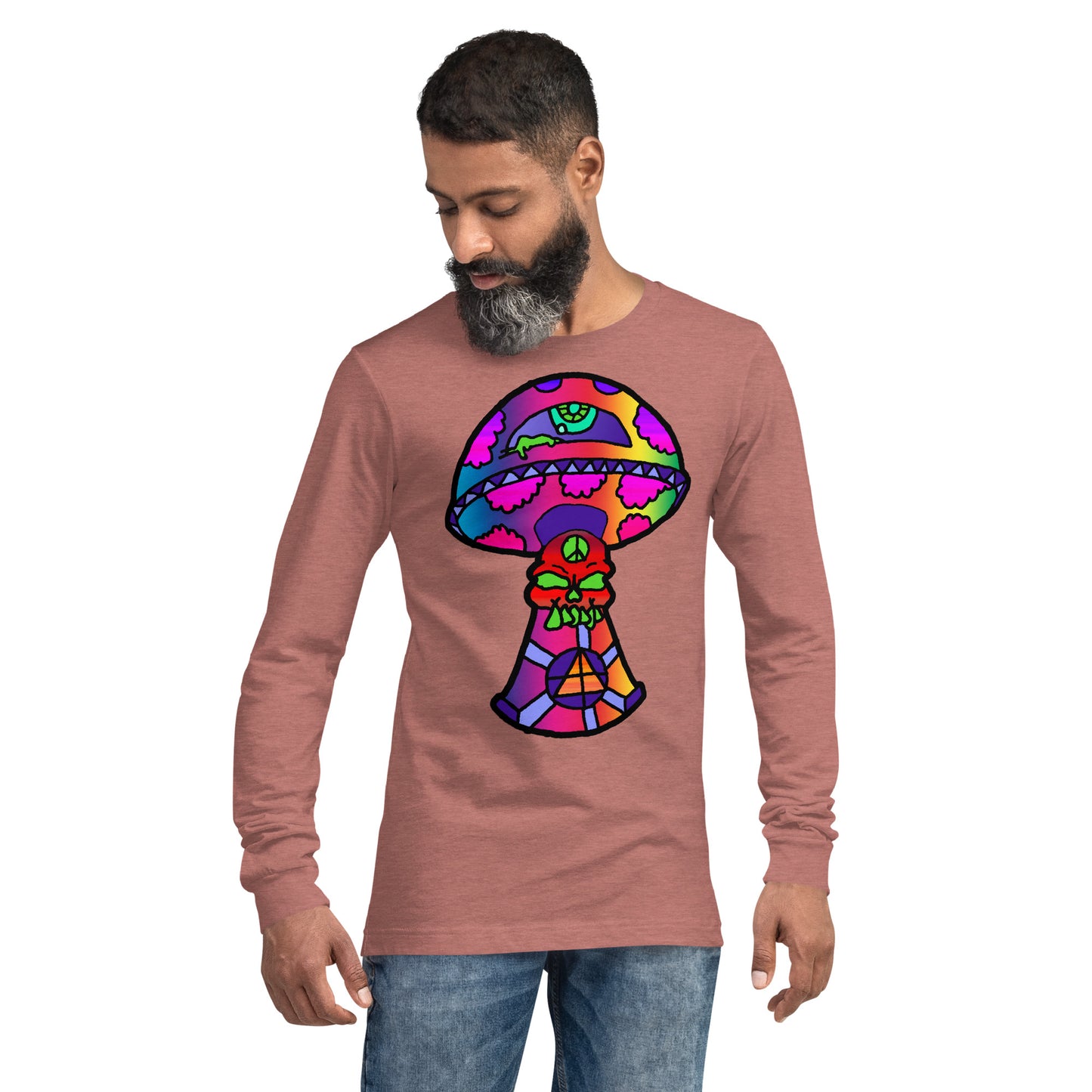 Rainbow Skull Shroom Unisex Long Sleeve Tee