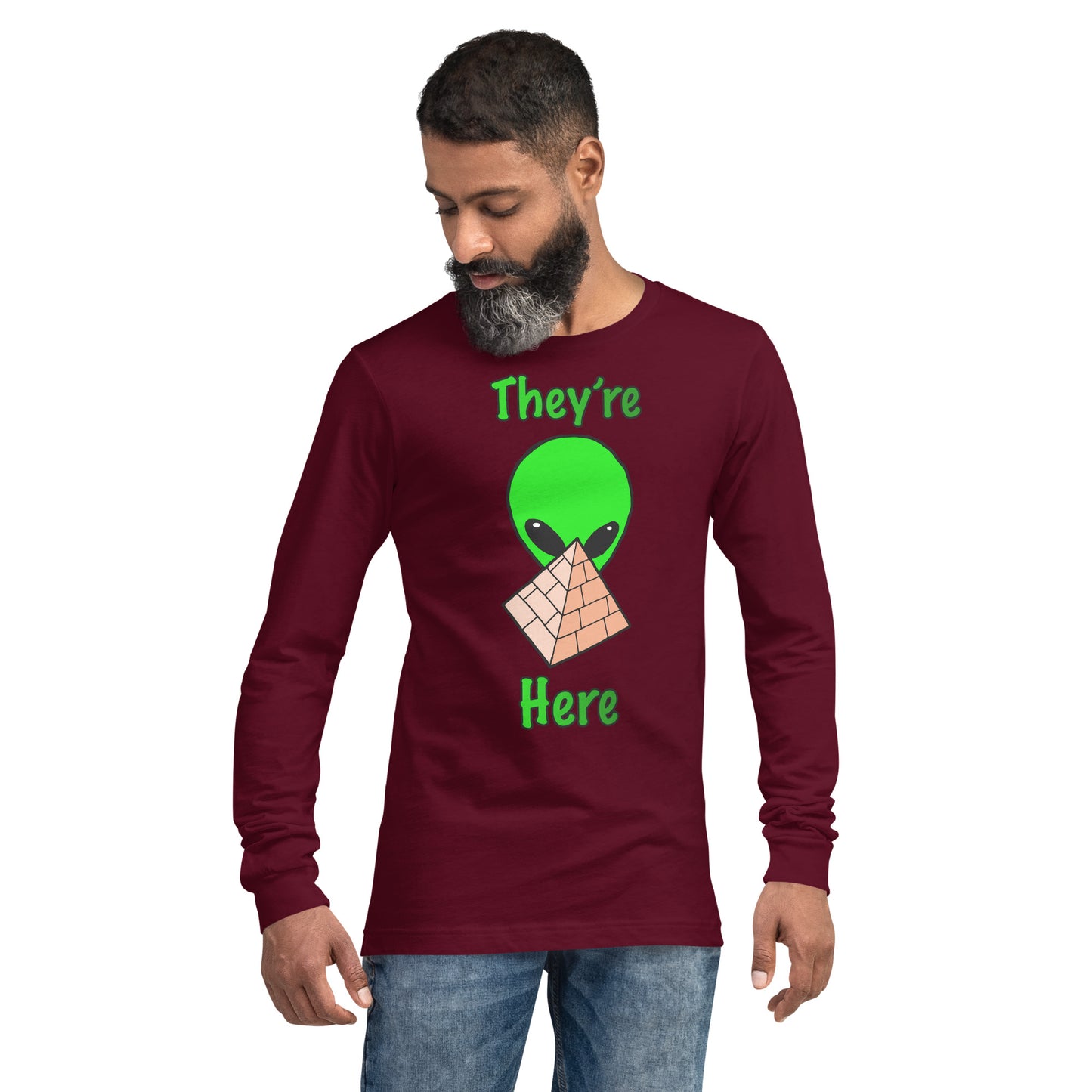 Green Alien Pyramid Unisex Long Sleeve Tee