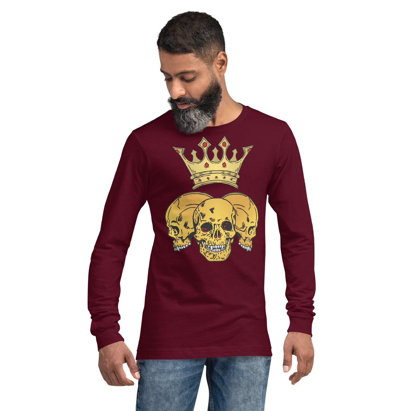 Triple Skull Crown Unisex Long Sleeve Tee