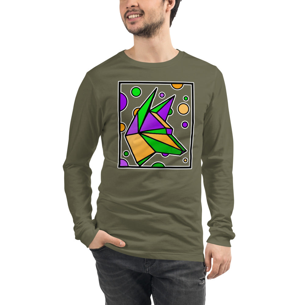 Mardi Gras Box Dog Unisex Long Sleeve Tee