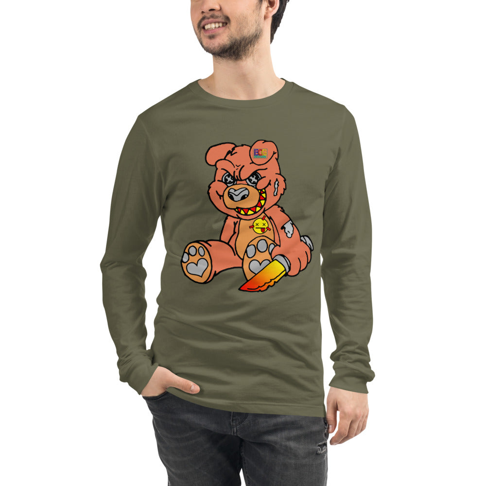 Orange Demon Bear Unisex Long Sleeve Tee