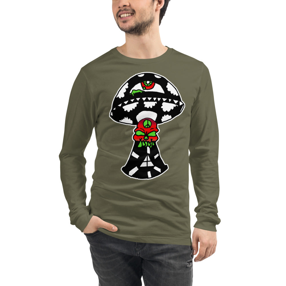 Black and White Skull Shroom Unisex Long Sleeve Tee