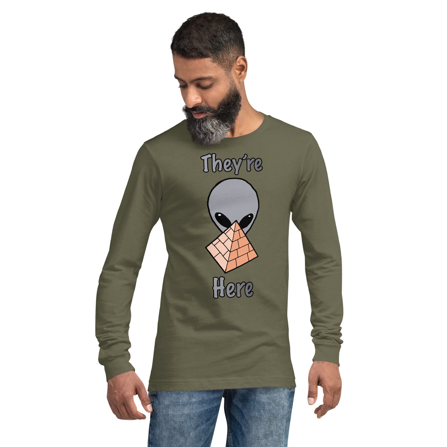 Gray Alien Pyramid Unisex Long Sleeve Tee