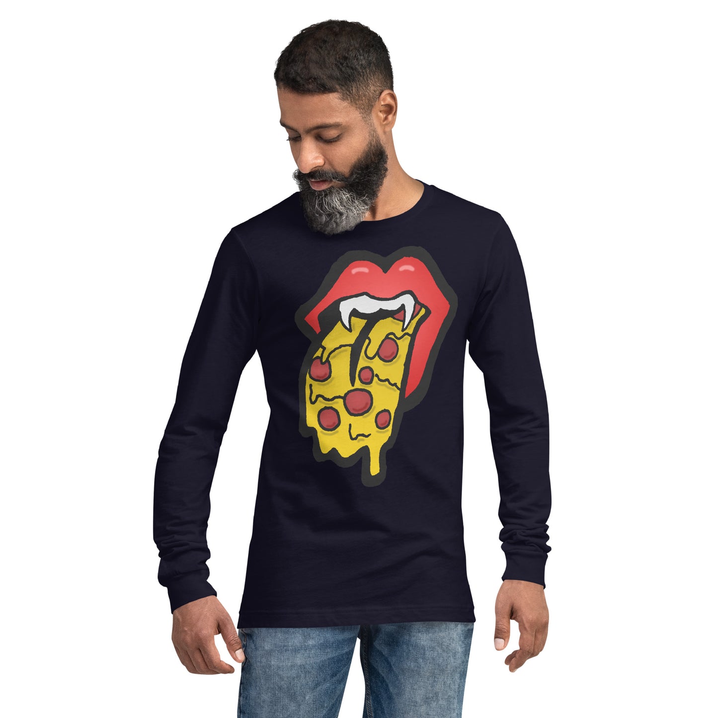 Red Pizza Tongue Unisex Long Sleeve Tee